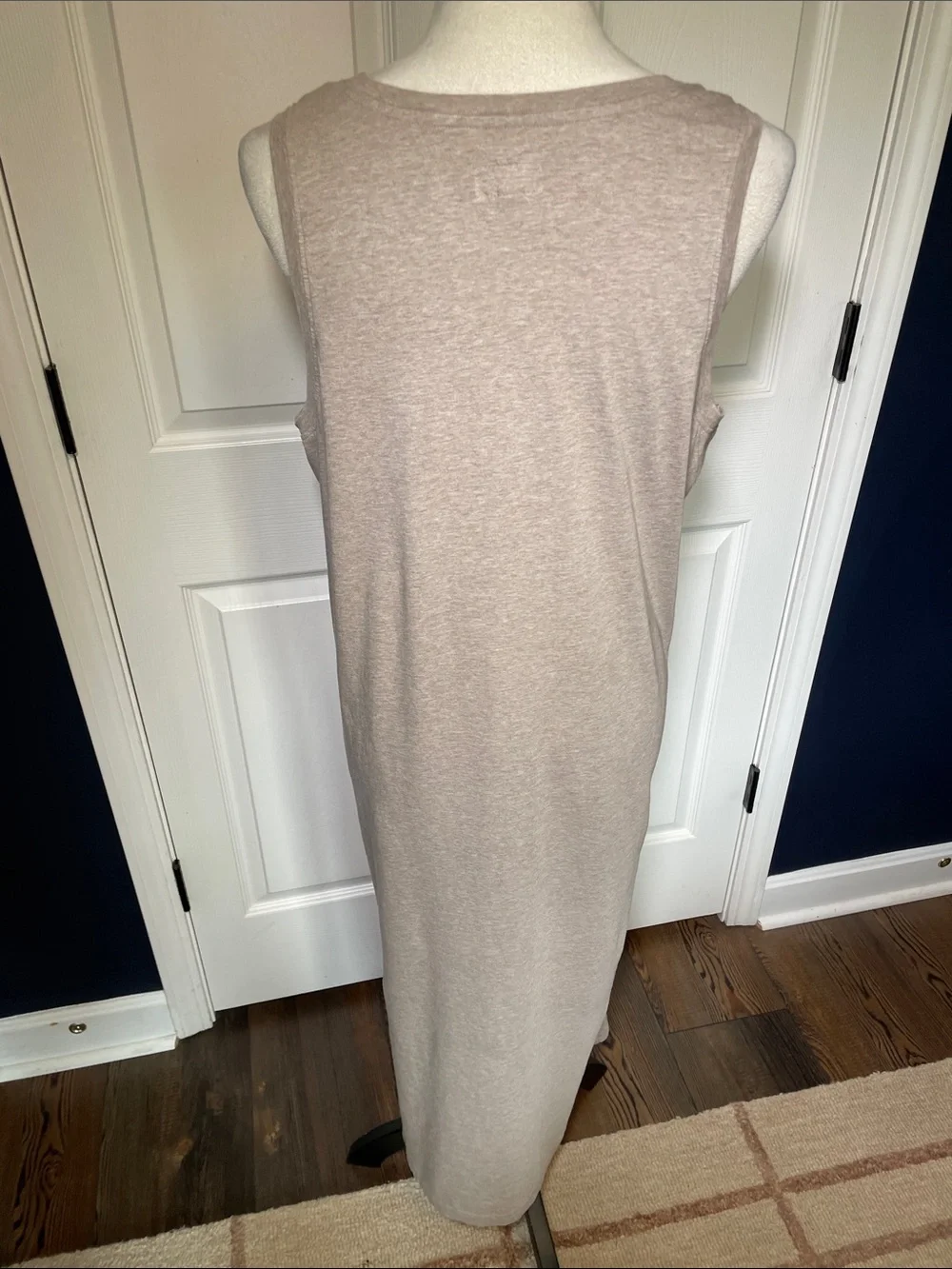 Pact Softspun Tank Midi Dress One Side Slit Organic Cotton Oatmeal Size Large